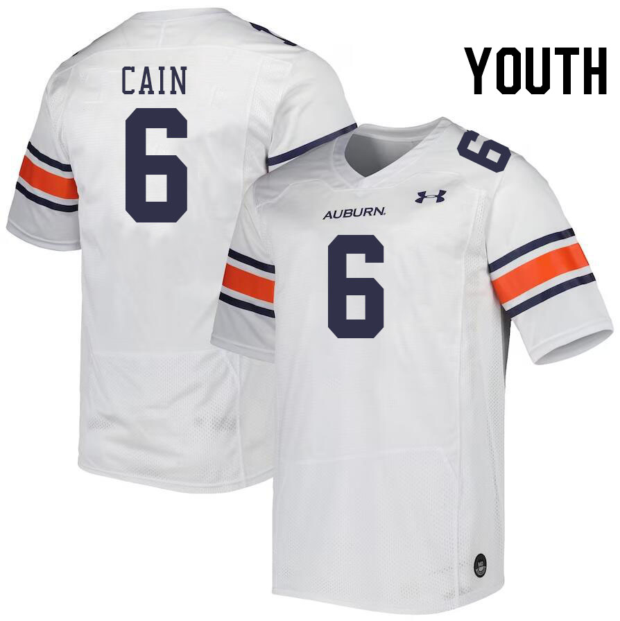 Youth #6 Bryce Cain Auburn Tigers College Football Jerseys Stitched-White